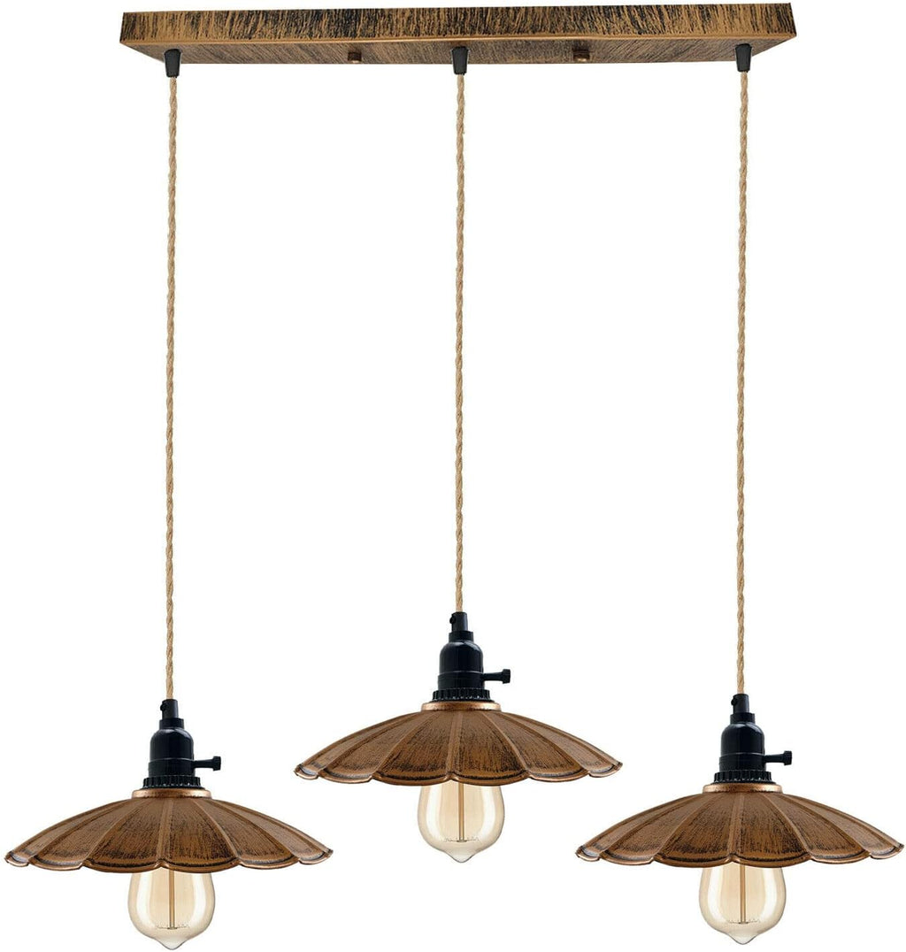 Industrial Retro 3-Way Ceiling Pendant Light Fixture for Kitchen Island