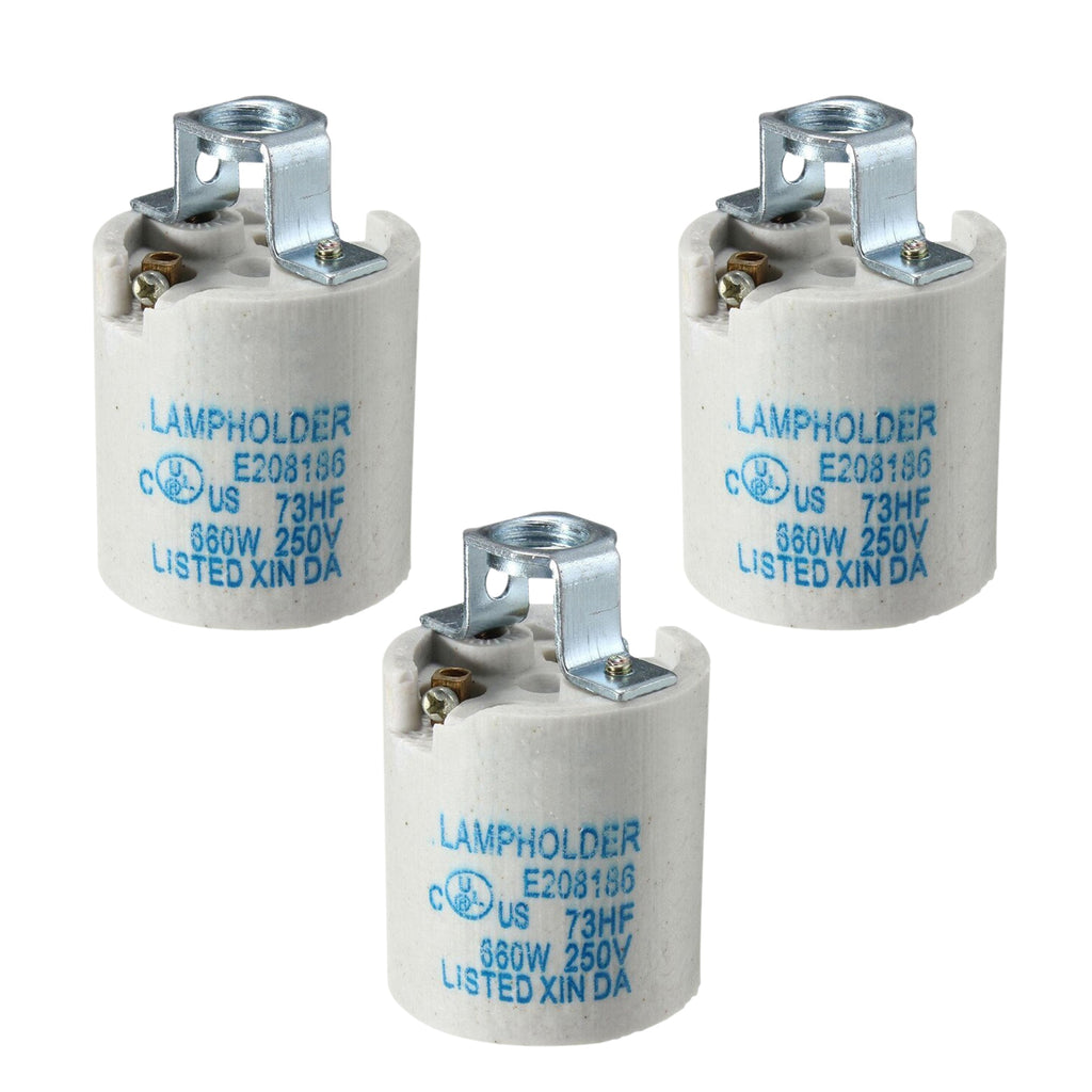 Durable White Ceramic E27 Edison Screw Lamp Holder - Heat Resistant Vintage Lighting Socket