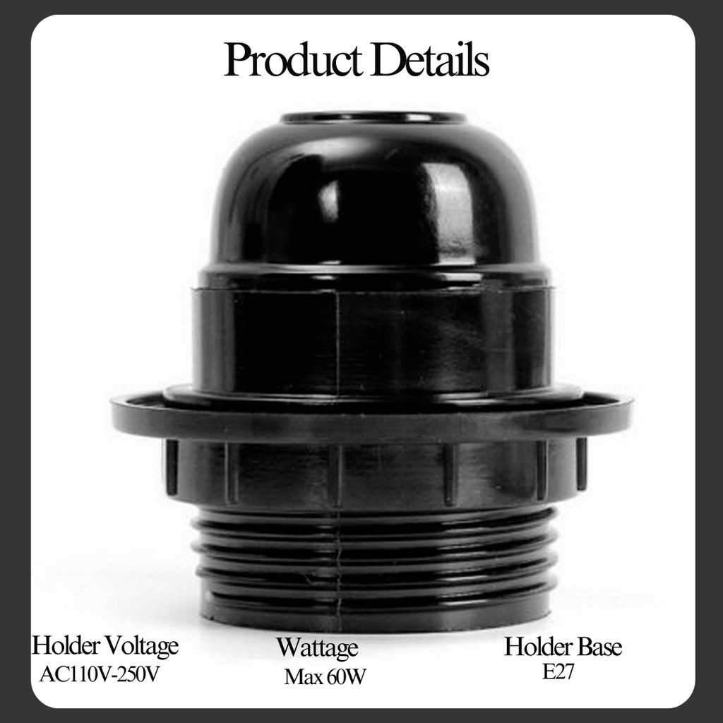 E27 Plastic Screw-In Lamp Holder Pendant Light Socket for Edison Bulbs