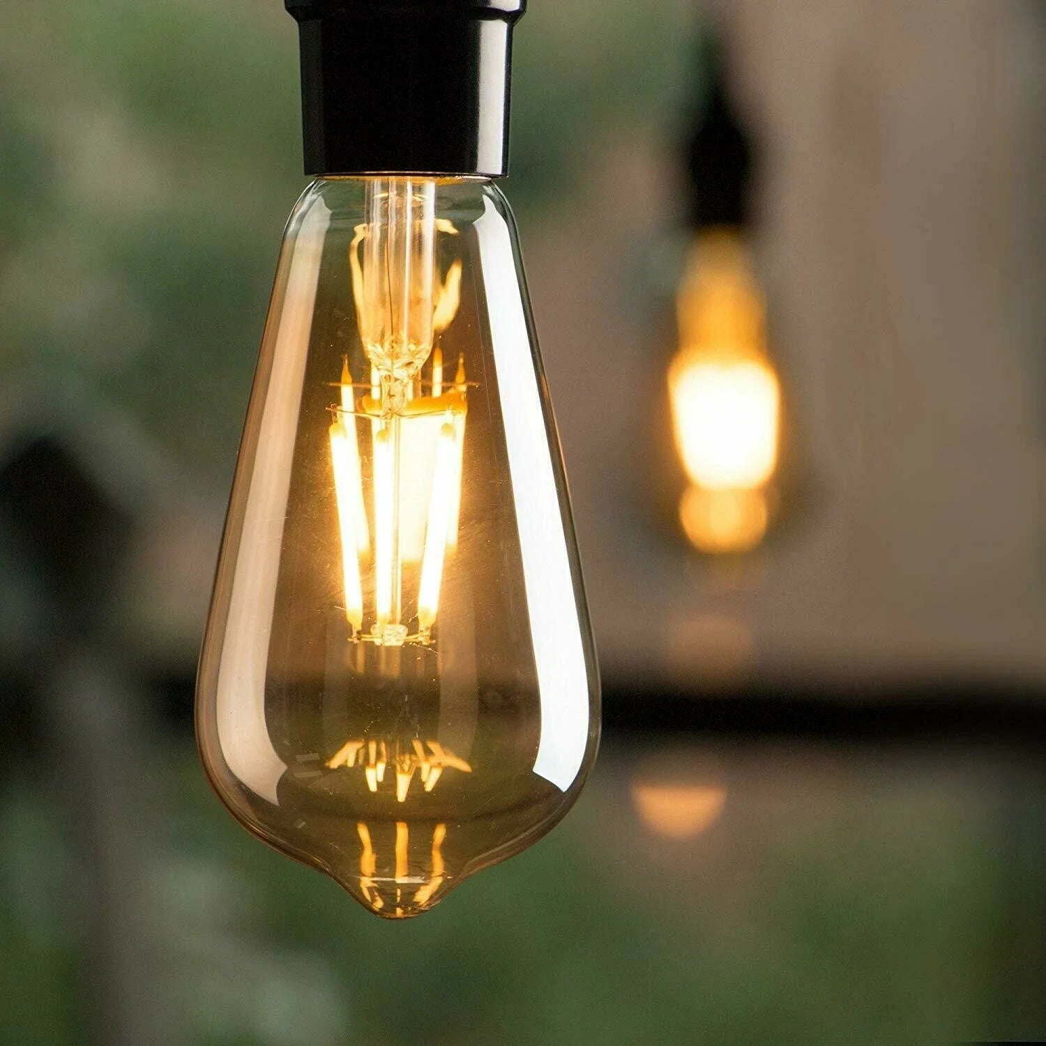 Vintage Dimmable ST64 E27 LED Filament Bulb 6W, Warm White Amber Glass