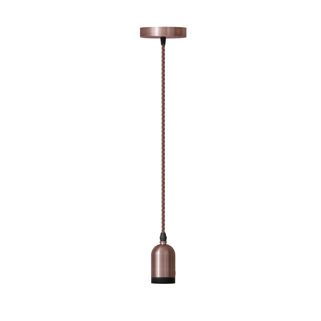 E27 Vintage Industrial Fabric Flex Hanging Pendant Lamp Holder Light Kit