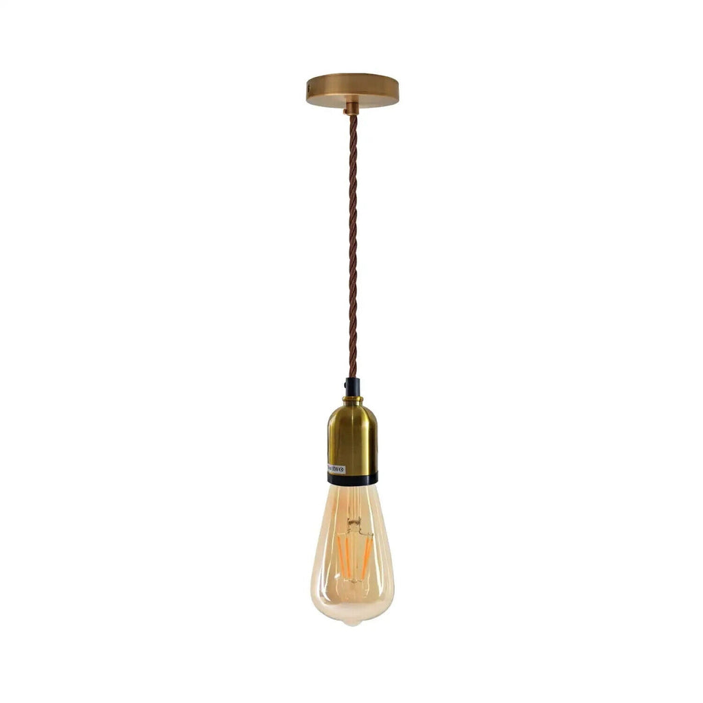 E27 Vintage Industrial Fabric Flex Hanging Pendant Lamp Holder Light Kit