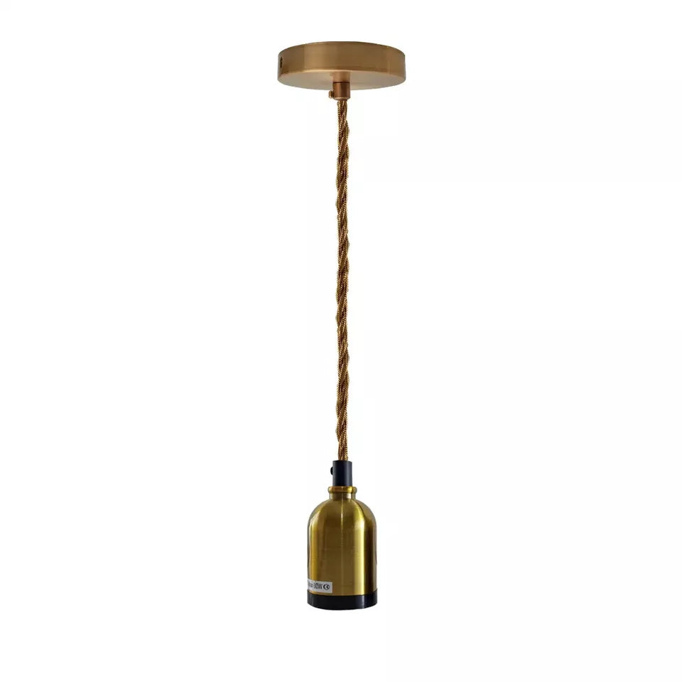 E27 Vintage Industrial Fabric Flex Hanging Pendant Lamp Holder Light Kit