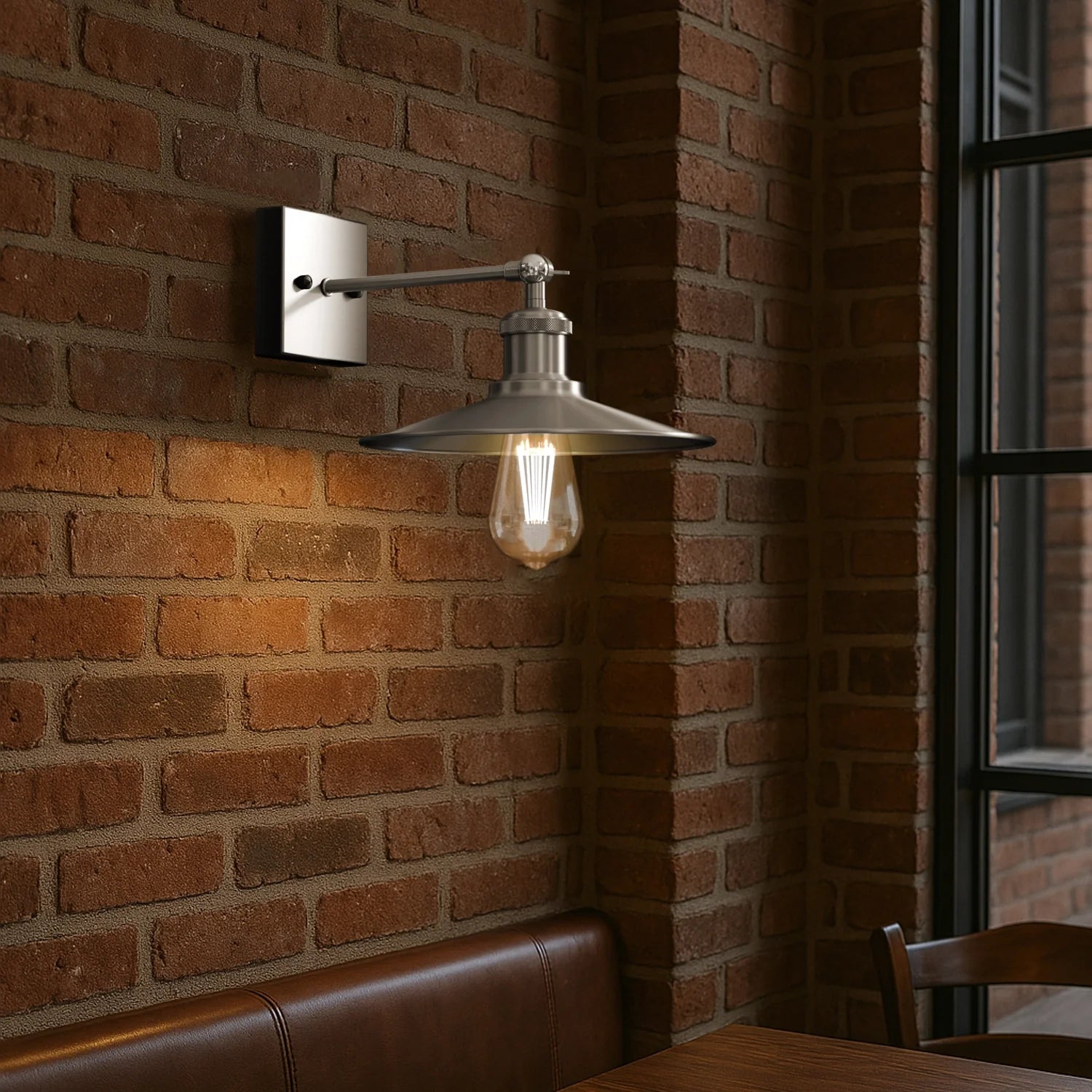Elegant Satin Nickel Industrial Wall Light Sconce for Modern Home Decor