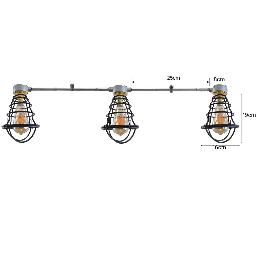 Industrial Retro Short Conduit Pipe Ceiling Light B22 Metal Base Fixture