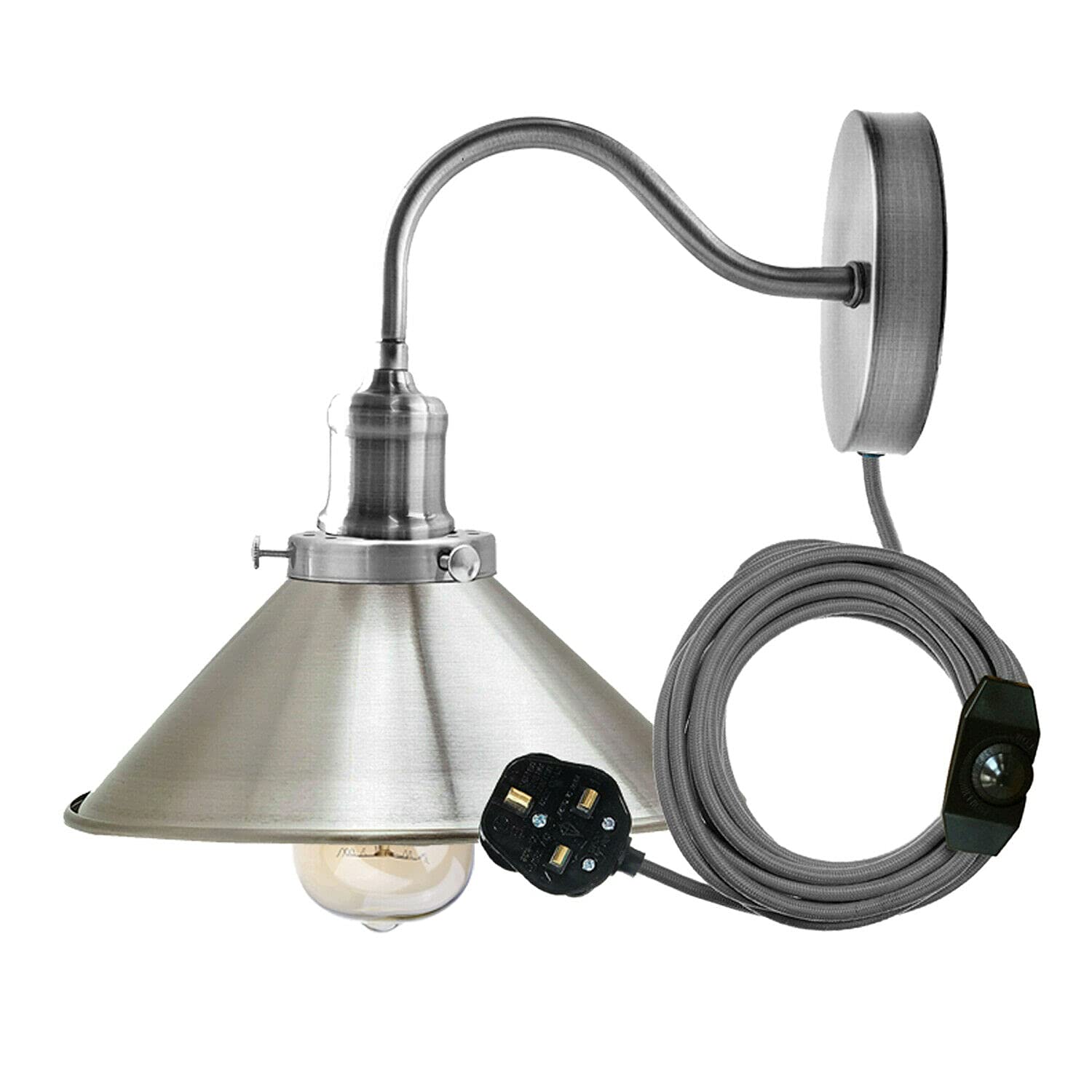 Retro Industrial Swan Neck Wall Sconce with On/Off Switch LED Compatible