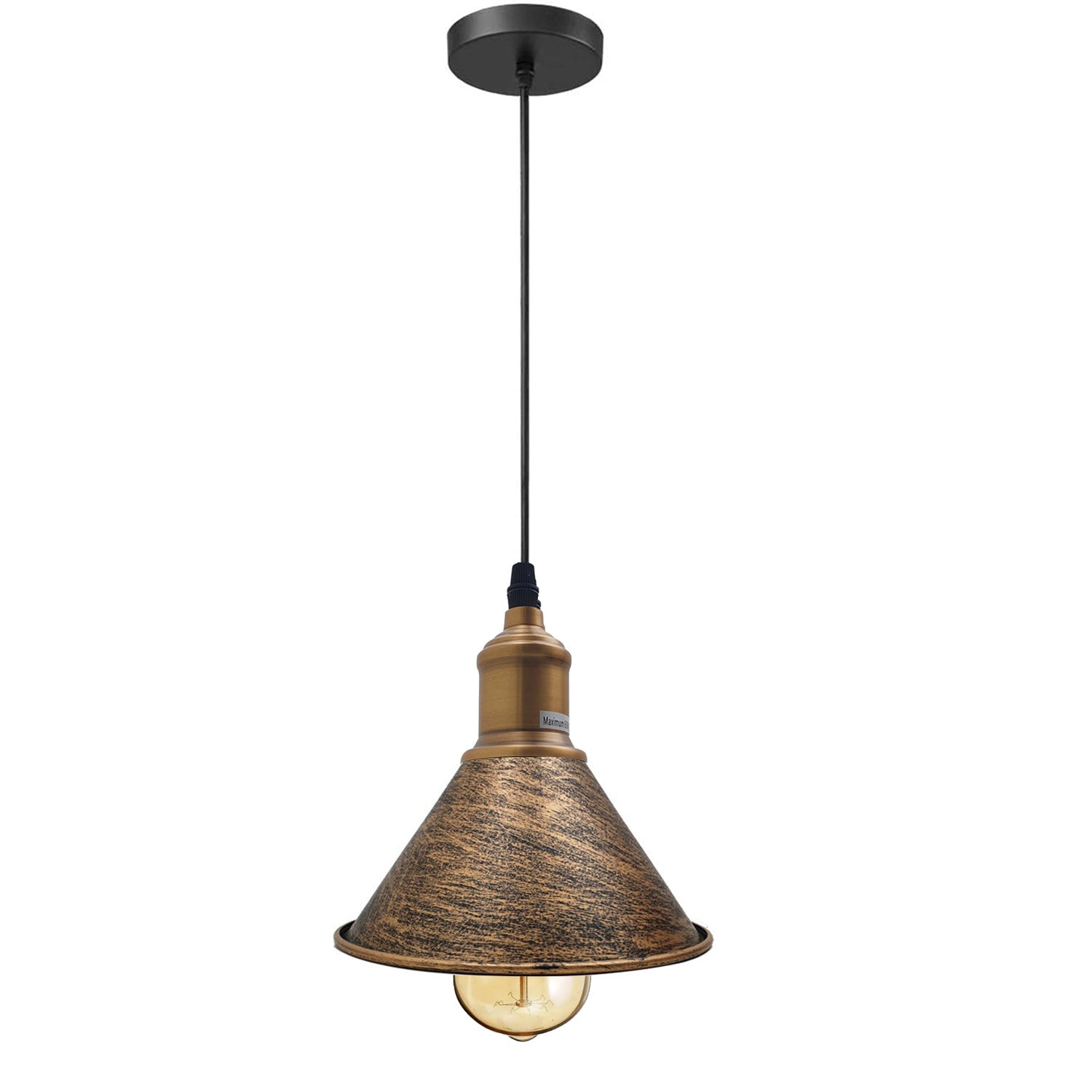 Modern Industrial Metal Cone Pendant Light, Adjustable Cable, Multiple Finishes
