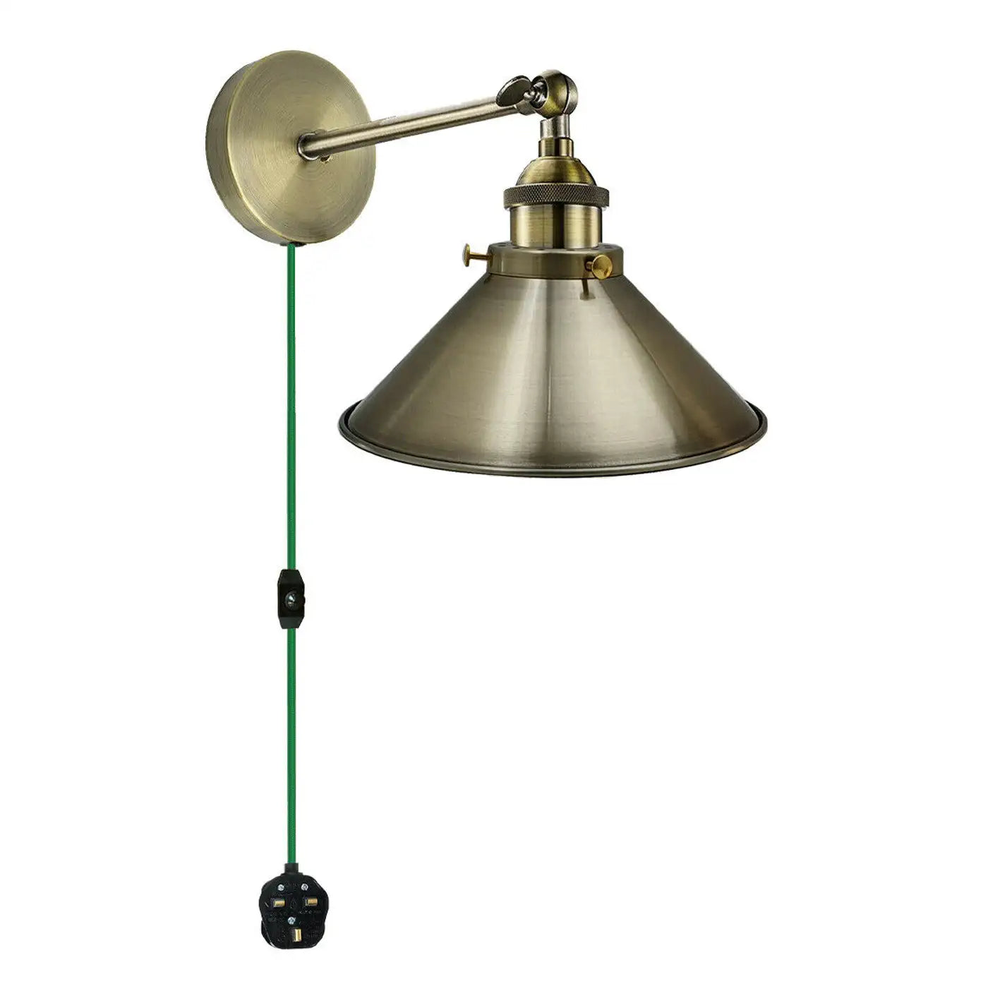 Industrial Style Wall Light E27 Plug-in Porch Sconce Fixture with Metal Shade