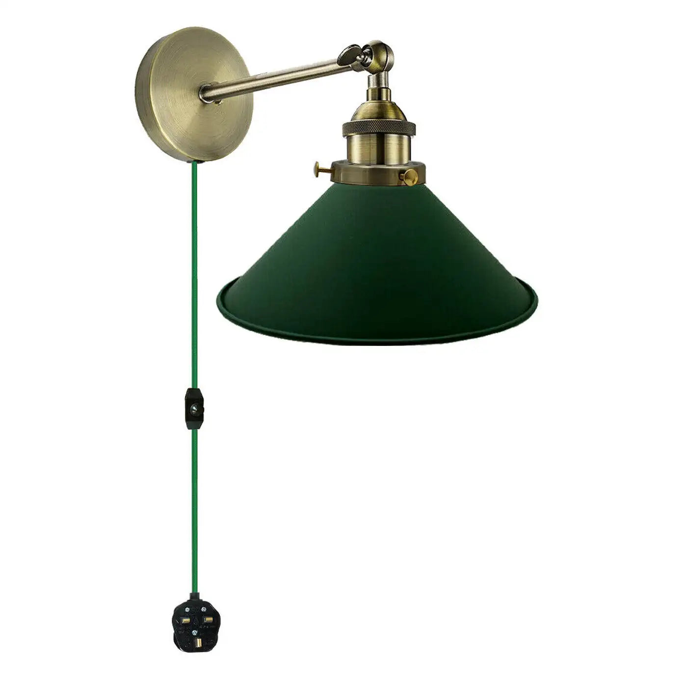 Industrial Plug-In Wall Light Fixture with Dimmer Switch and 4-Meter Cord