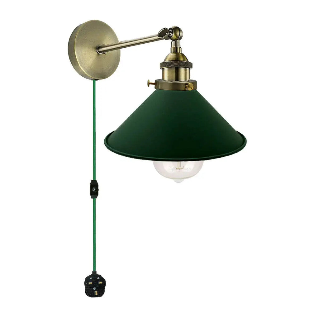 Industrial Plug-in Wall Lamp with Dimmer Switch and Long 4M Cord
