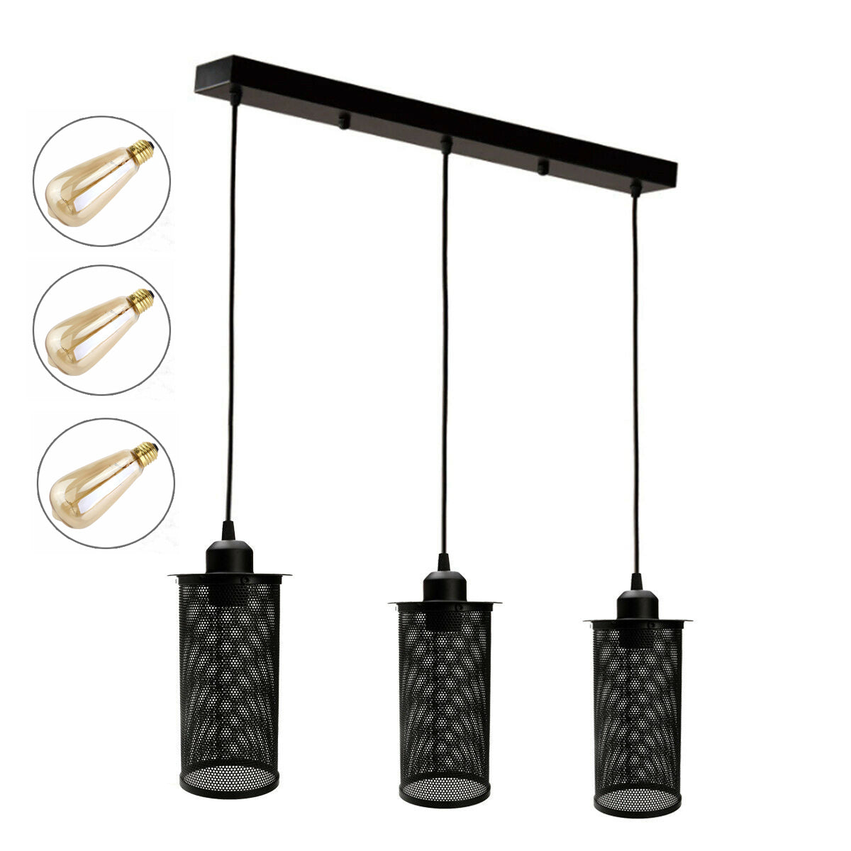 Charming Retro Three-Head Pendant Island Ceiling Light Fixture for Kitchen Dining