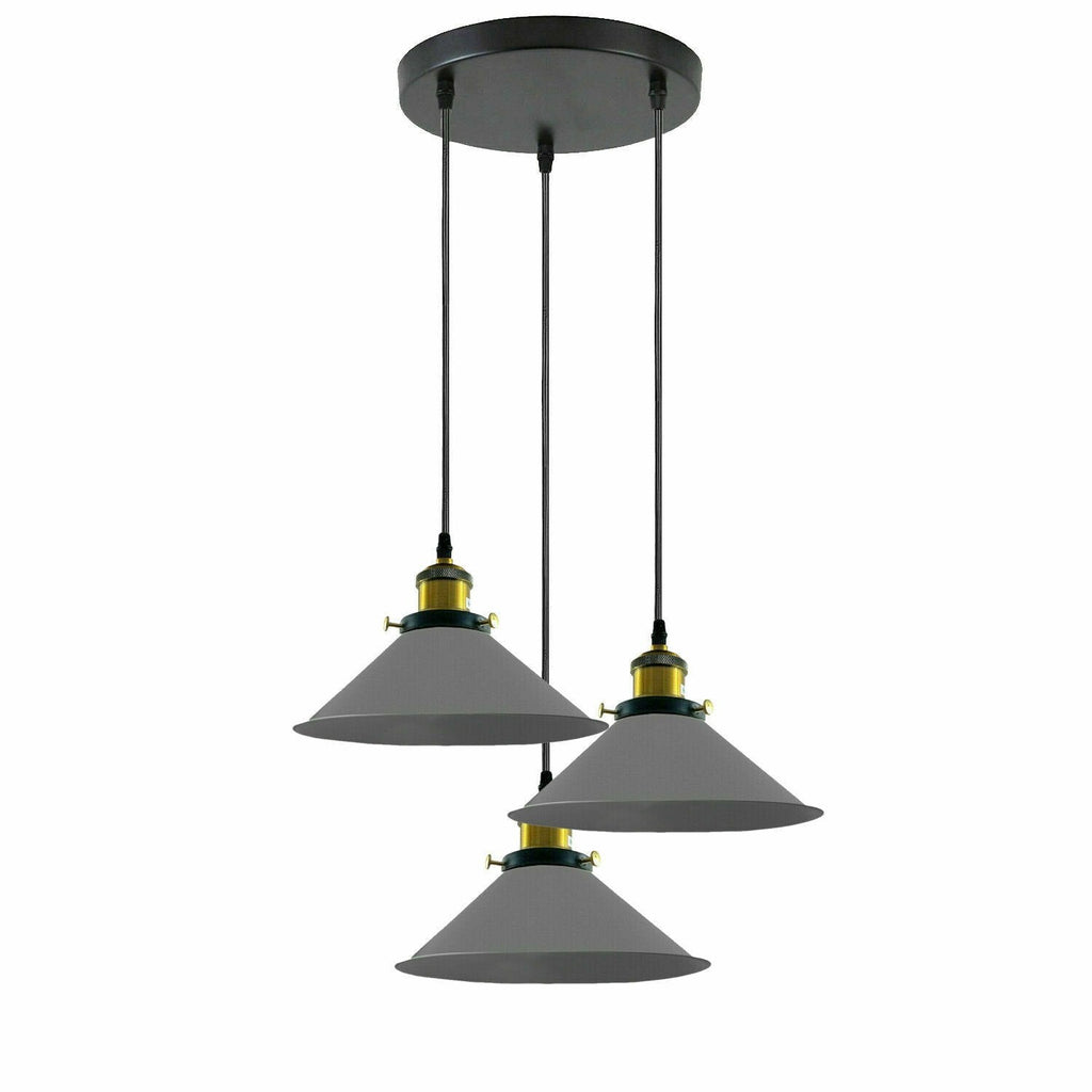 Industrial 3 Head Metal Cone Shade Vintage Ceiling Pendant Light