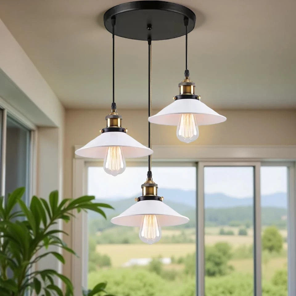 Stylish 3-Way Adjustable Cone Pendant Light Fixture for E27 Bulbs