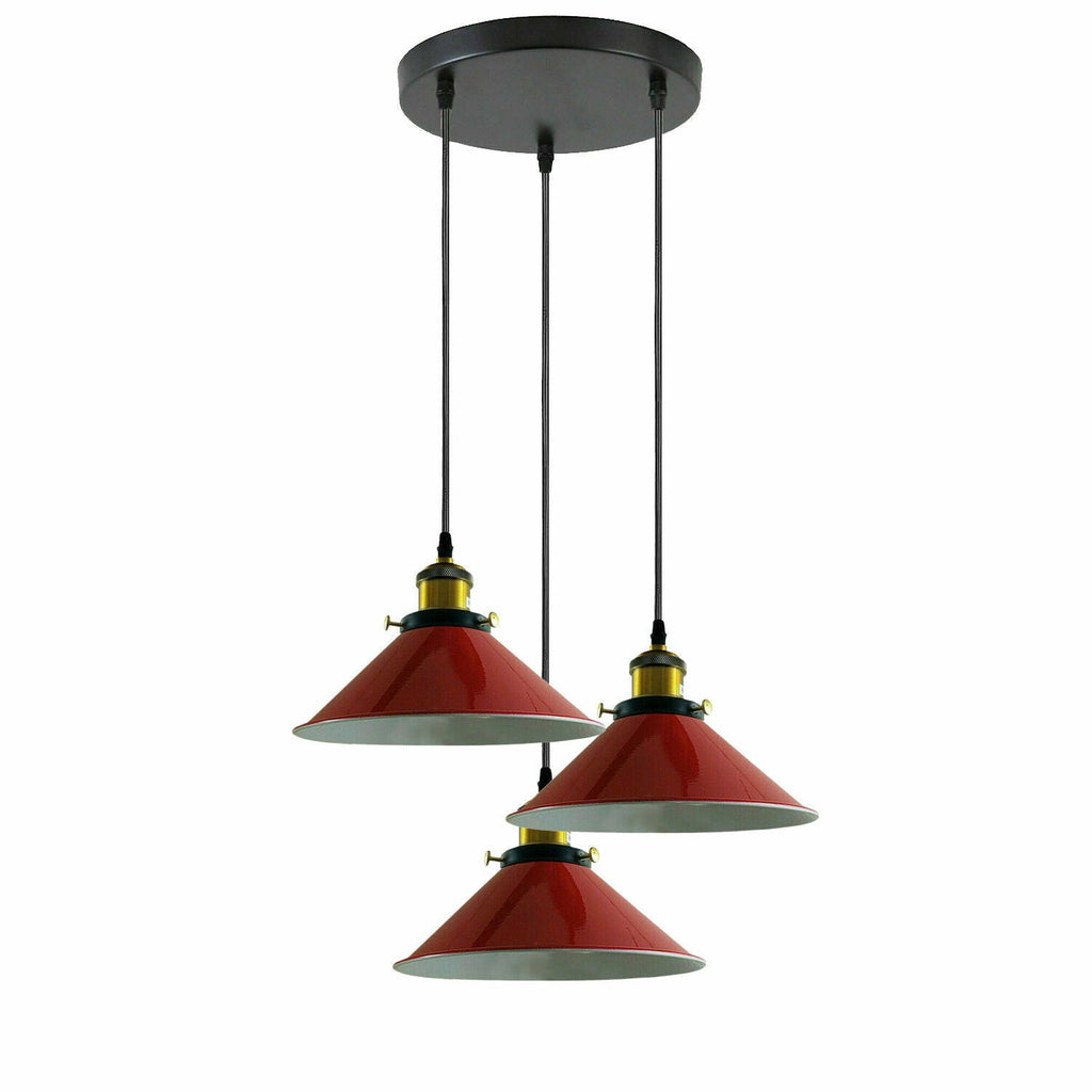 Industrial 3 Head Metal Cone Shade Vintage Ceiling Pendant Light