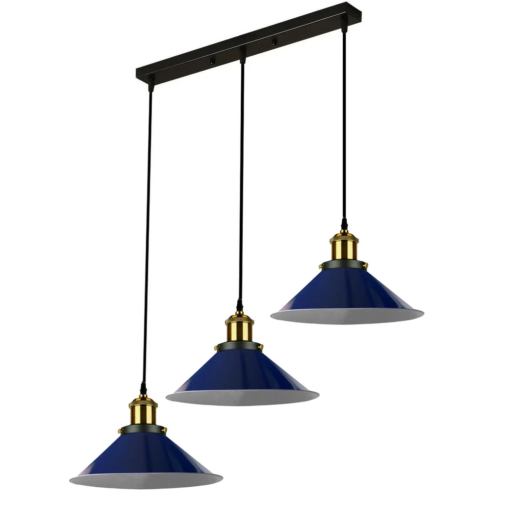 Modern Industrial Triple Pendant Light with Adjustable Metal Cone Shades