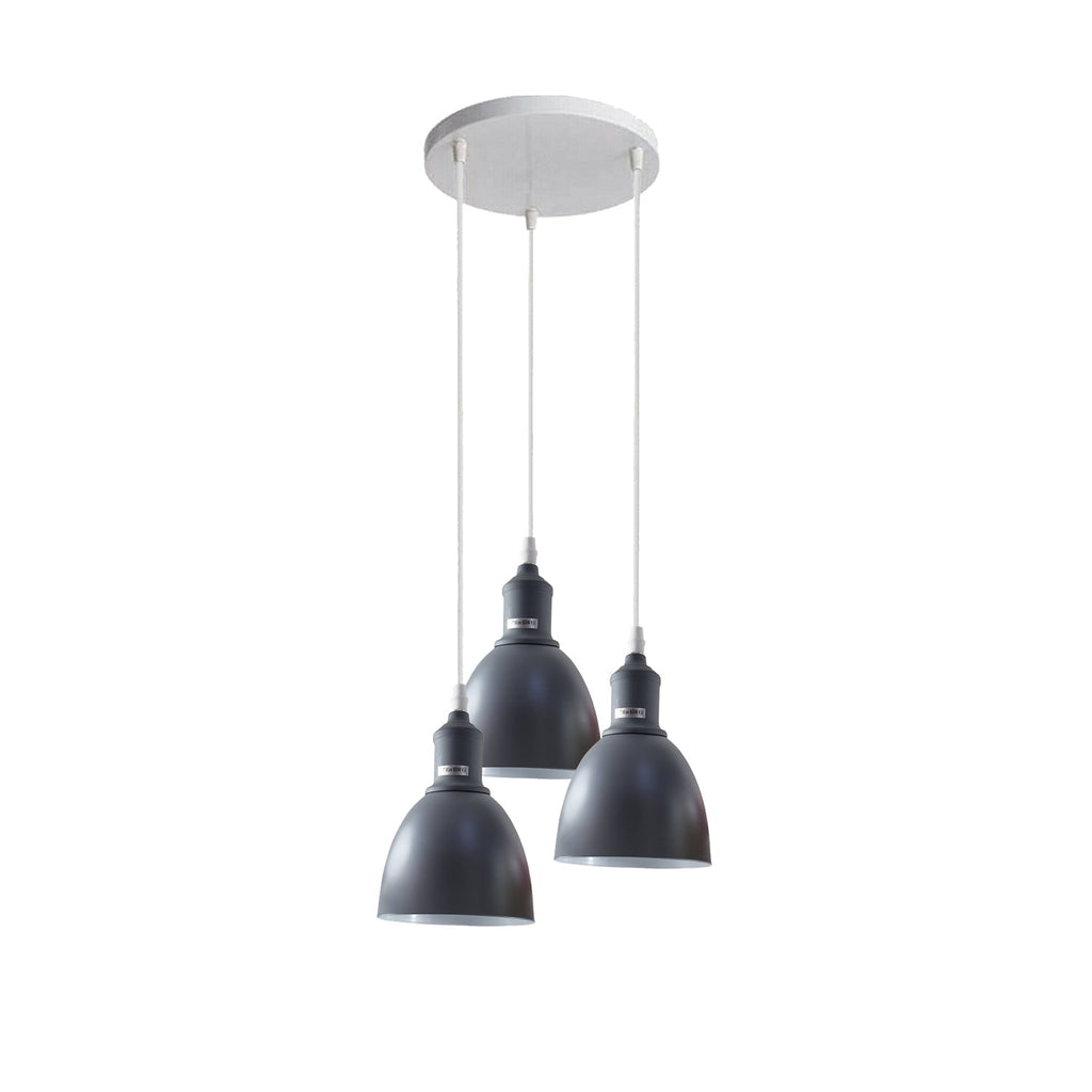 Modern Industrial 3-Light Cluster Pendant, E27 Base, Multicolour Ceiling Fixture