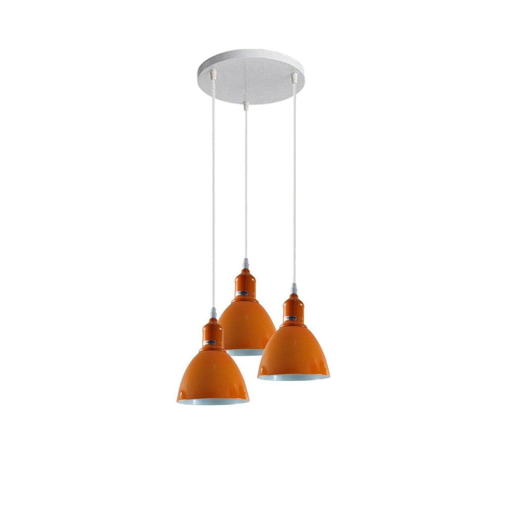 Modern Industrial 3-Light Cluster Pendant, E27 Base, Multicolour Ceiling Fixture