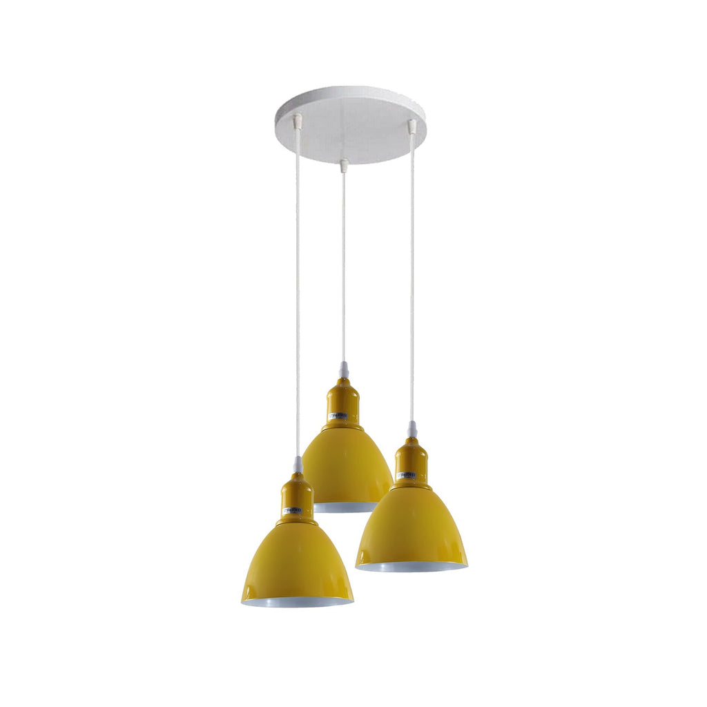 Modern Industrial 3-Light Cluster Pendant, E27 Base, Multicolour Ceiling Fixture