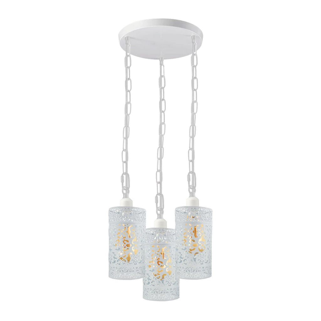 Modern 3-Way Industrial Pendant Light Fixture with Metal Barrel Cages