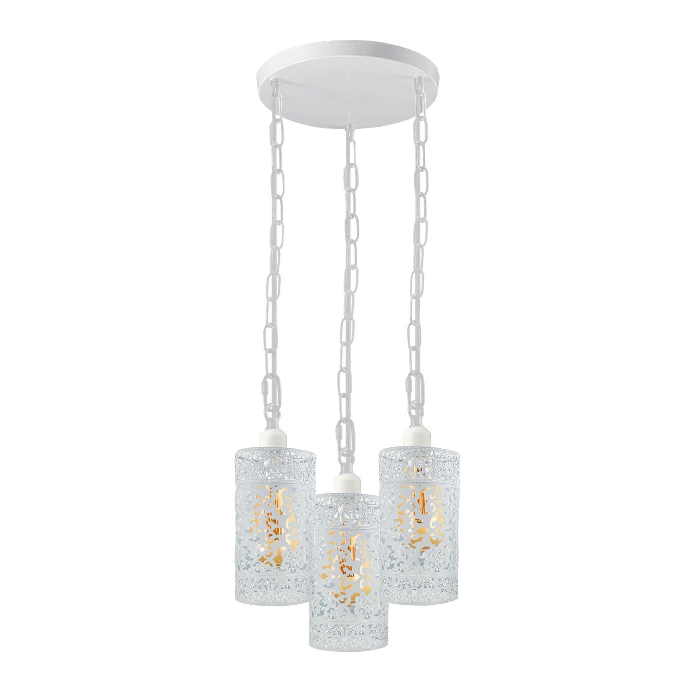 Modern 3-Way Industrial Pendant Light Fixture with Metal Barrel Cages