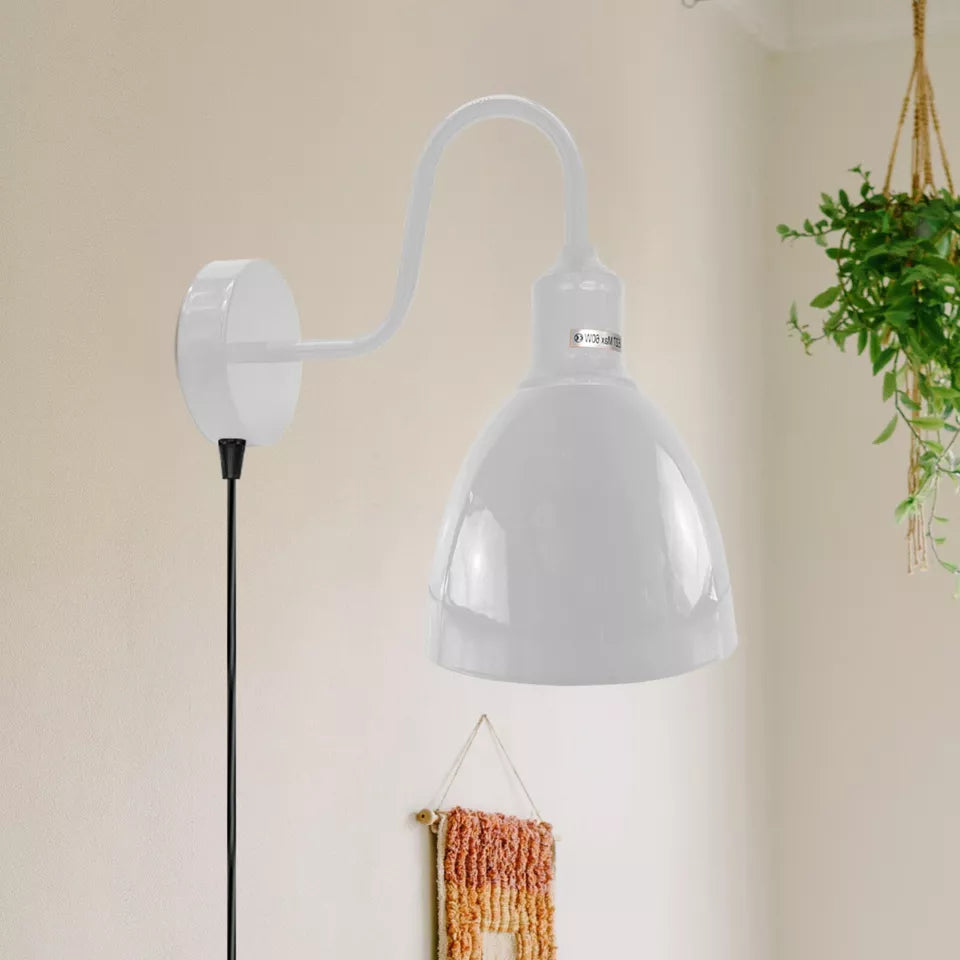 Industrial Vintage Plug-in Wall Sconce with Dimmer and Fabric Cable