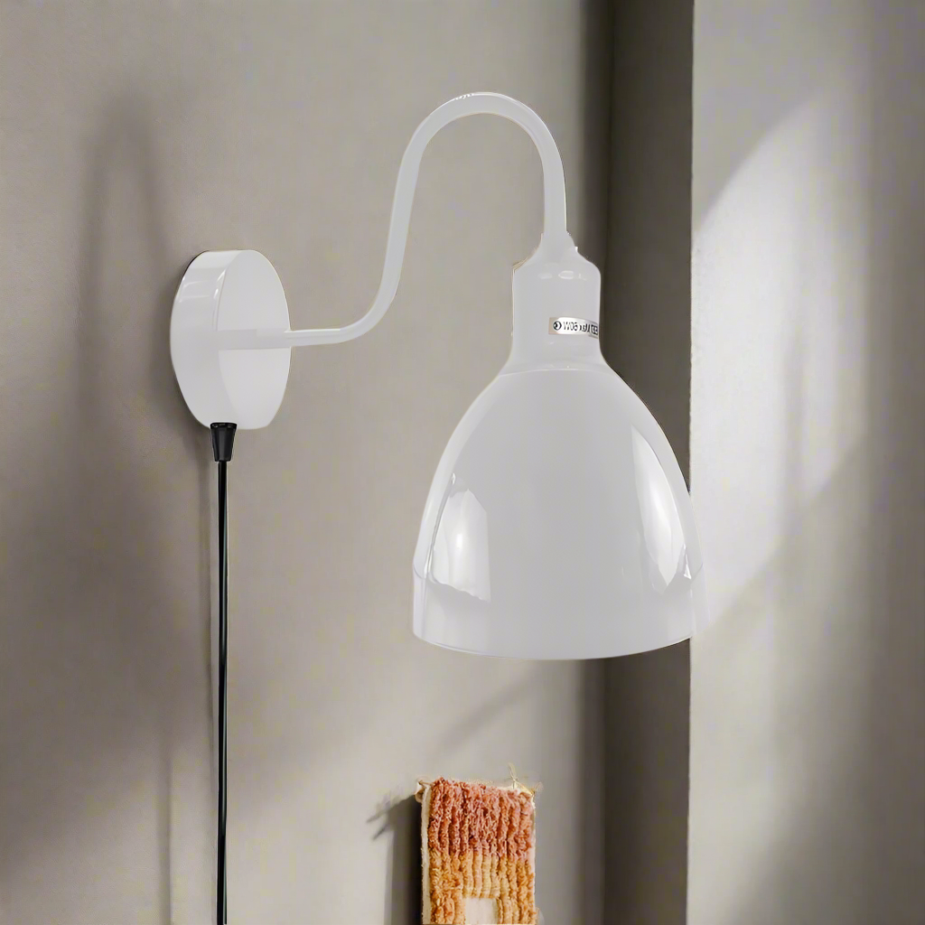 Industrial Vintage Plug-in Wall Sconce with Dimmer and Fabric Cable