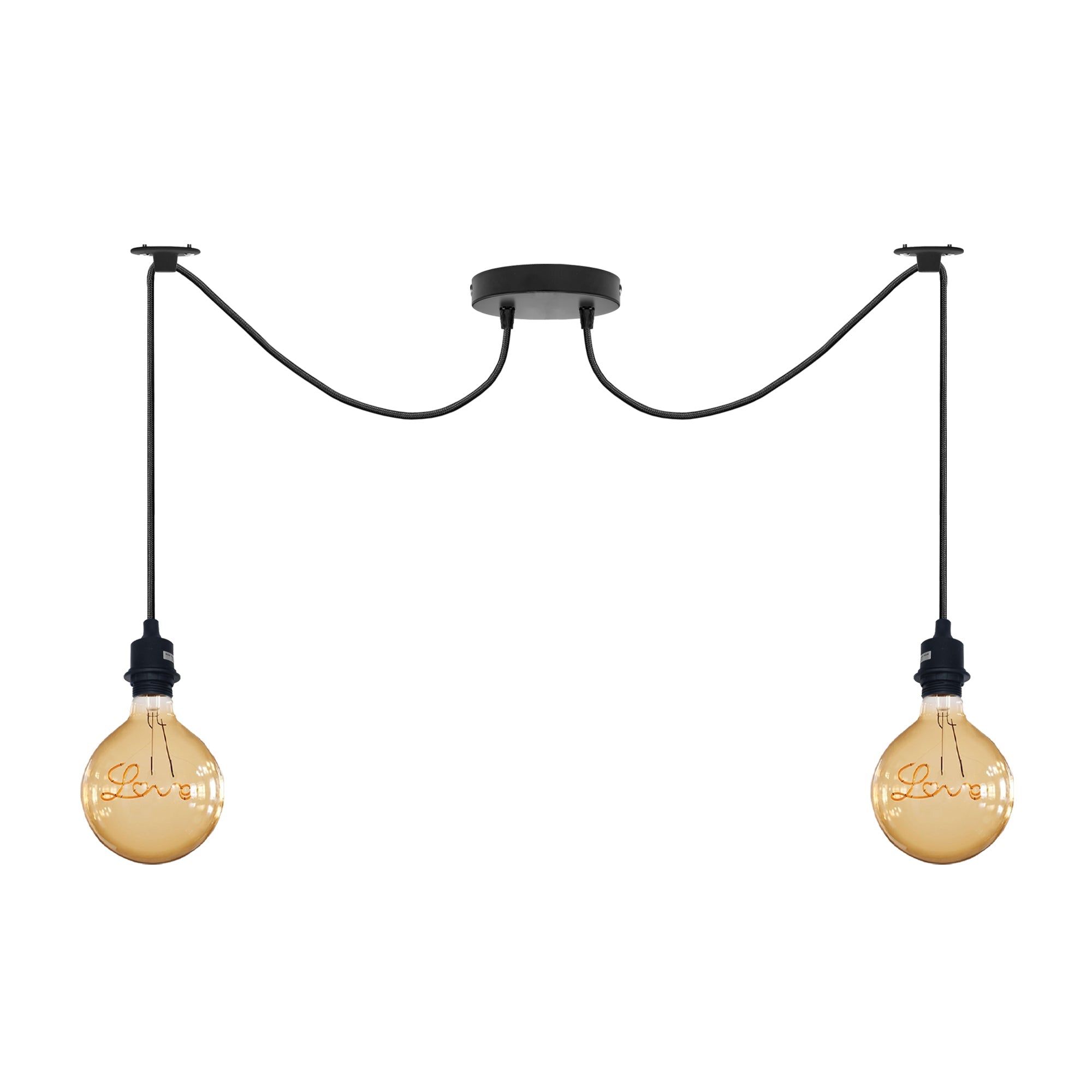 Modern Industrial Black 2-Light Spider Pendant Ceiling Lamp Adjustable Cables E27