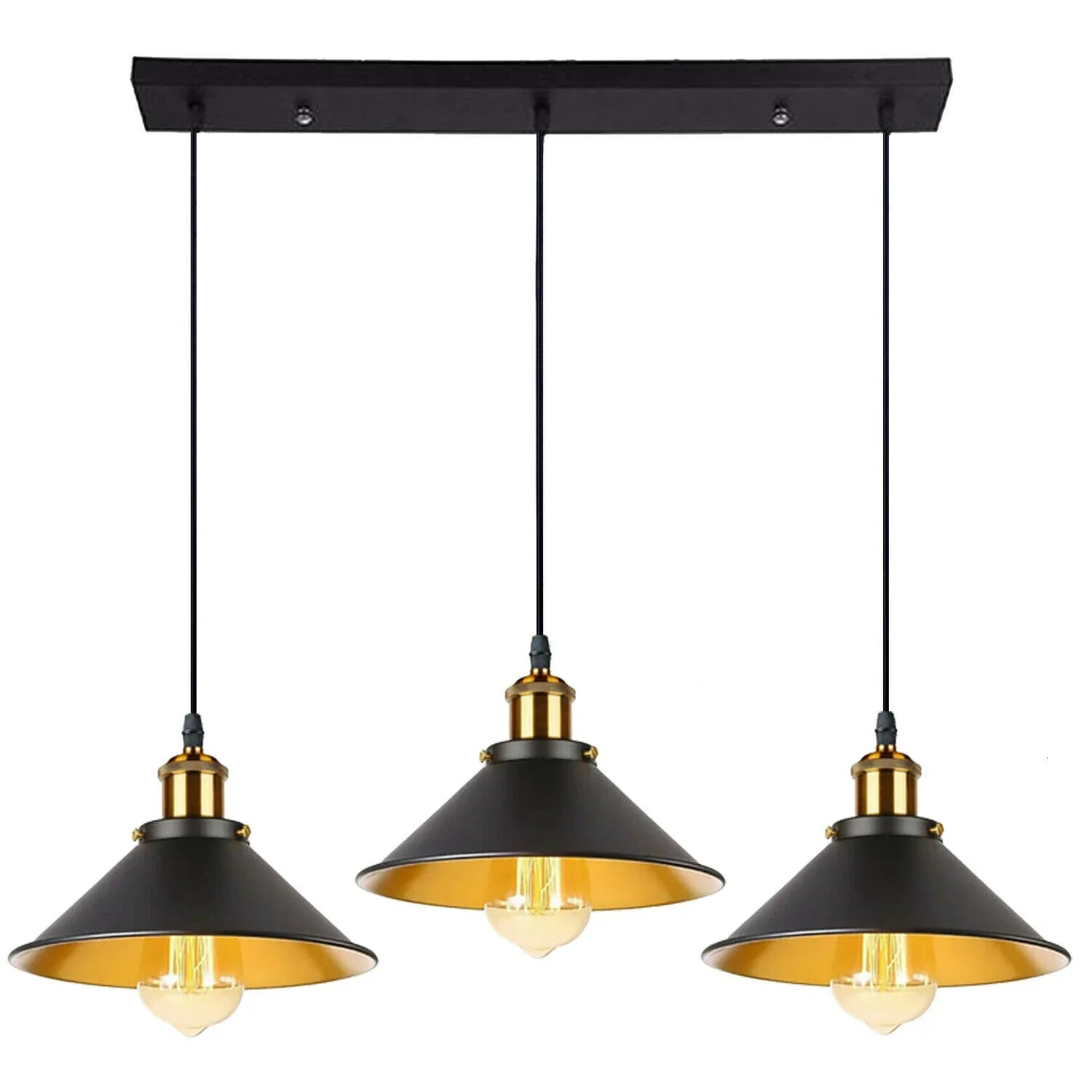 Modern 3-Light Metal Cone Pendant Ceiling Fixture: Adjustable Height Designer Lighting