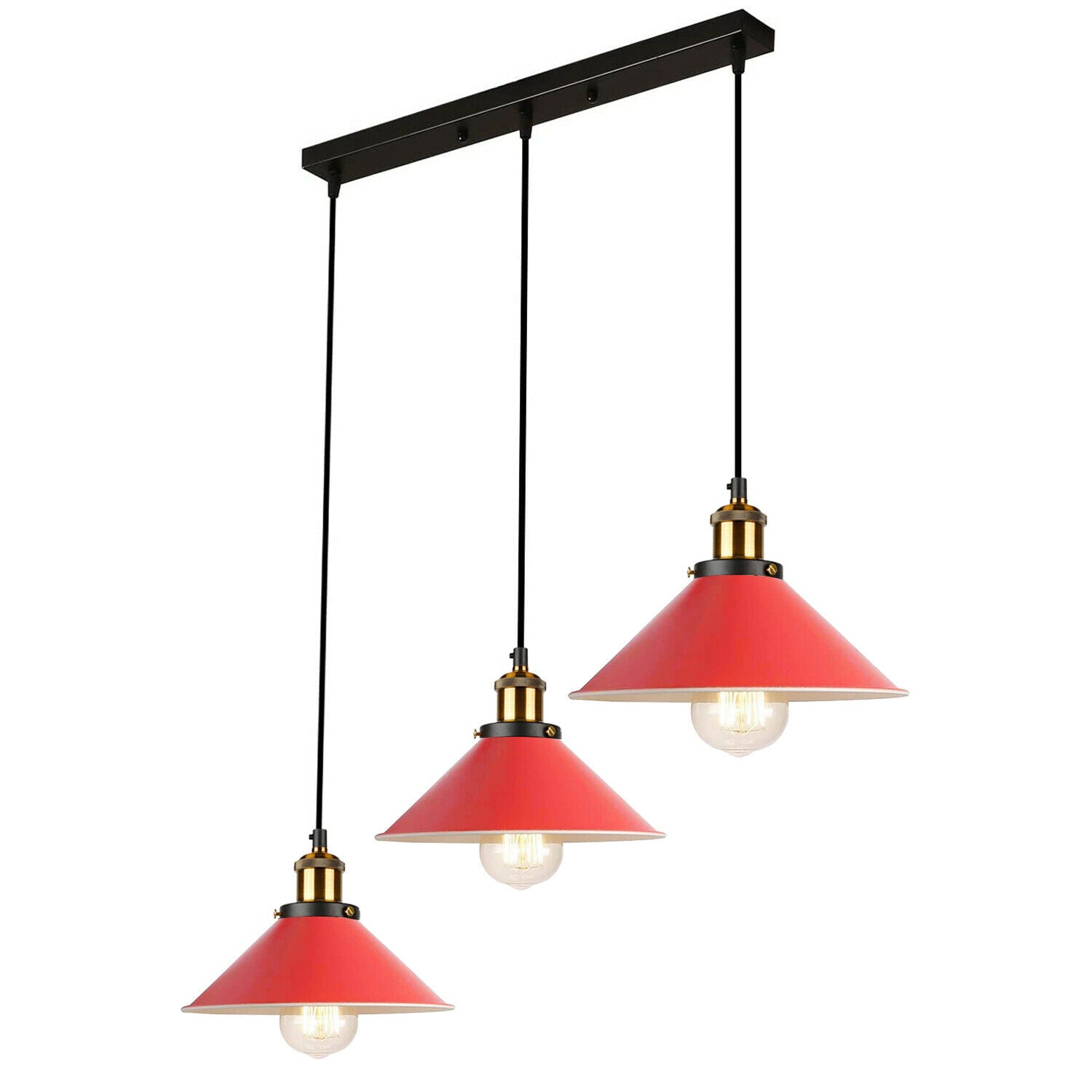 Modern 3-Light Metal Cone Pendant Ceiling Fixture: Adjustable Height Designer Lighting