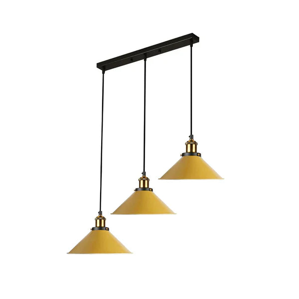 Modern Industrial Triple Pendant Light with Adjustable Metal Cone Shades