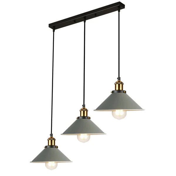 Modern 3-Light Metal Cone Pendant Ceiling Fixture: Adjustable Height Designer Lighting