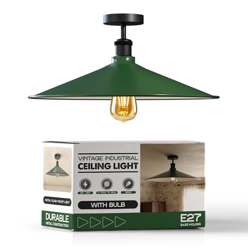 Sleek Industrial LED Flush Mount Ceiling Light, Dimmable, E27 Bulb Compatible