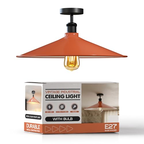 Sleek Industrial LED Flush Mount Ceiling Light, Dimmable, E27 Bulb Compatible