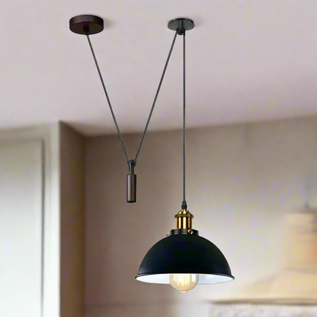 Vintage Industrial Loft Pendant Light with Adjustable Cable and Durable Metal Shade
