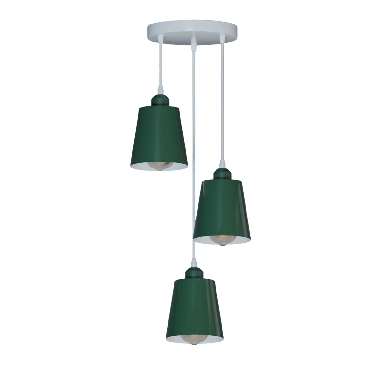Industrial Round 3-Head Metal Pendant Light with Adjustable Cables