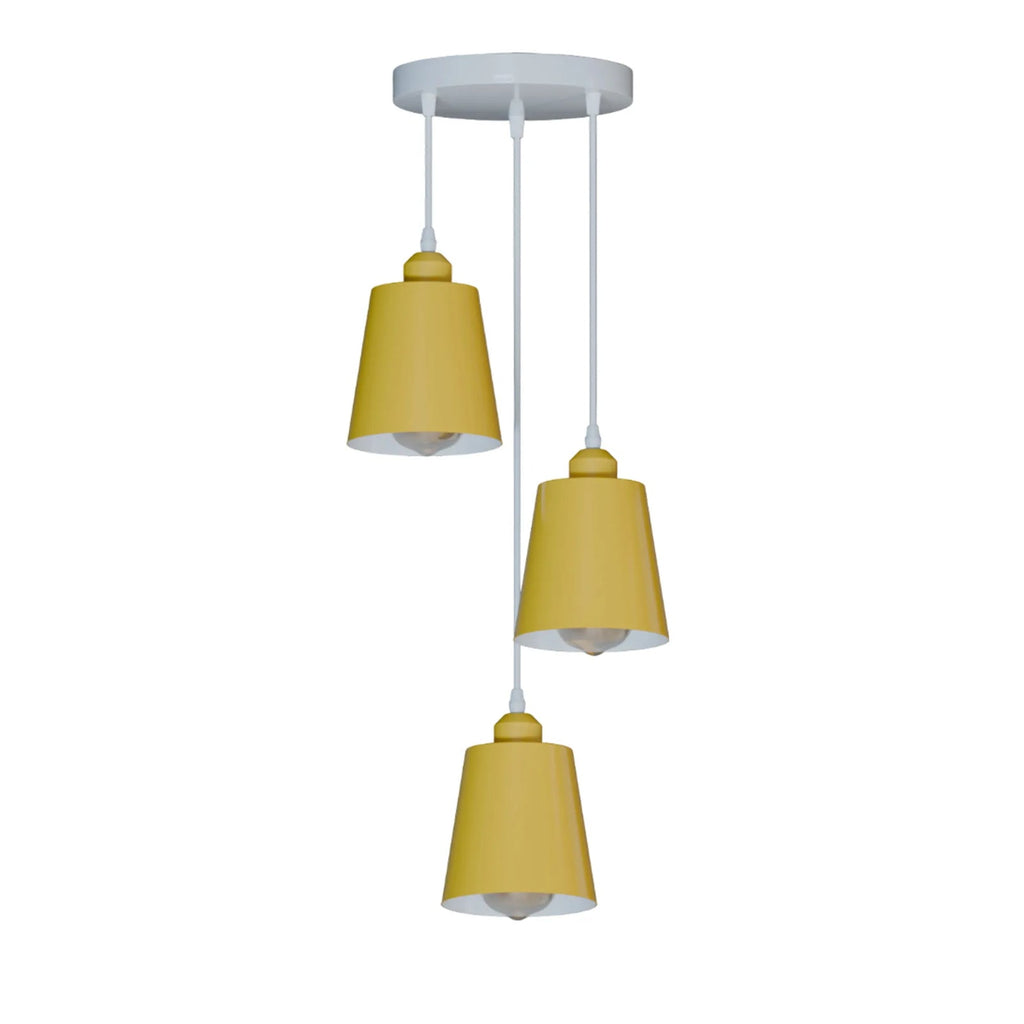 Industrial Adjustable 3-Head Round Metal Pendant Light, E27 Base Compatible