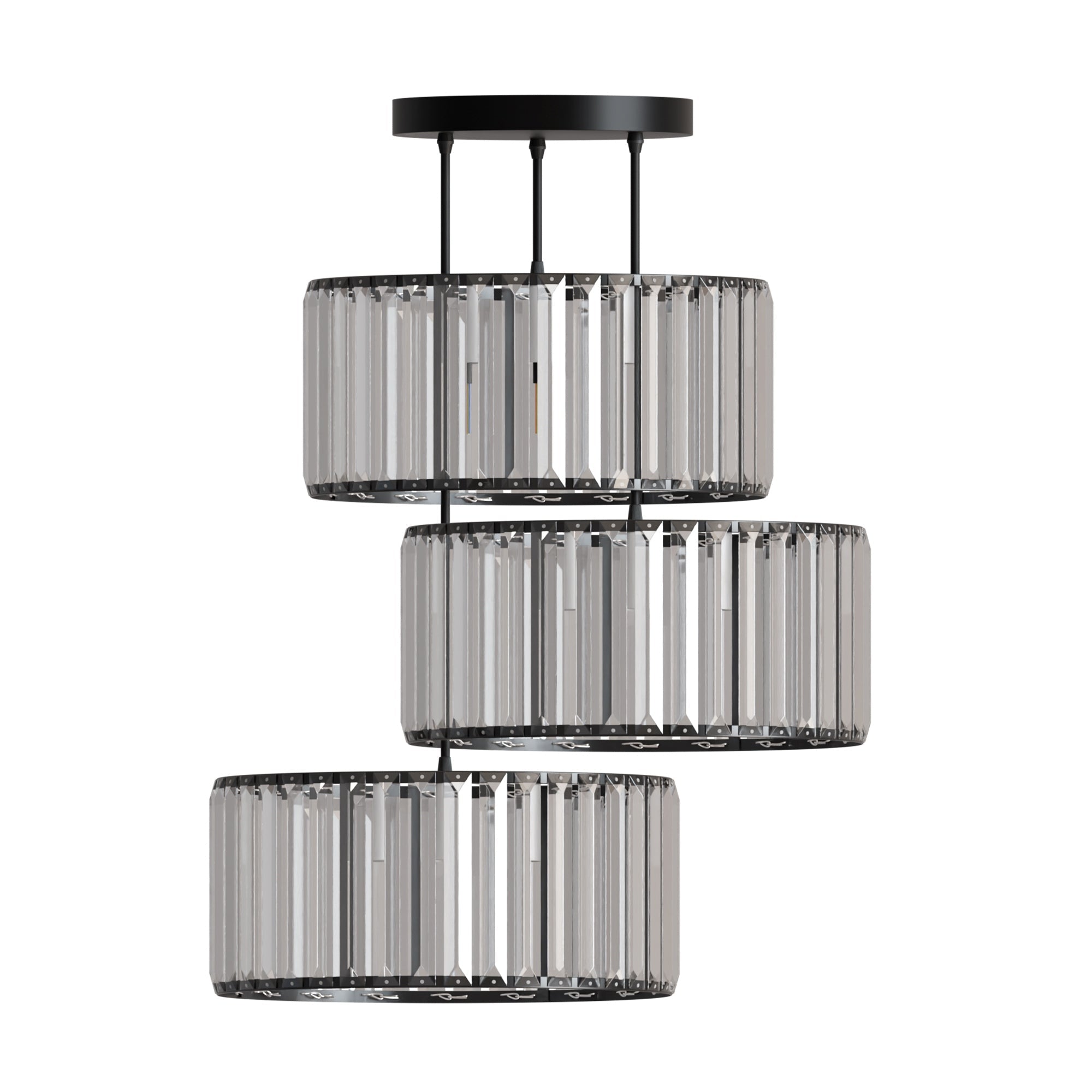 Modern 3-Light Adjustable Crystal Pendant Chandelier for Sophisticated Interiors
