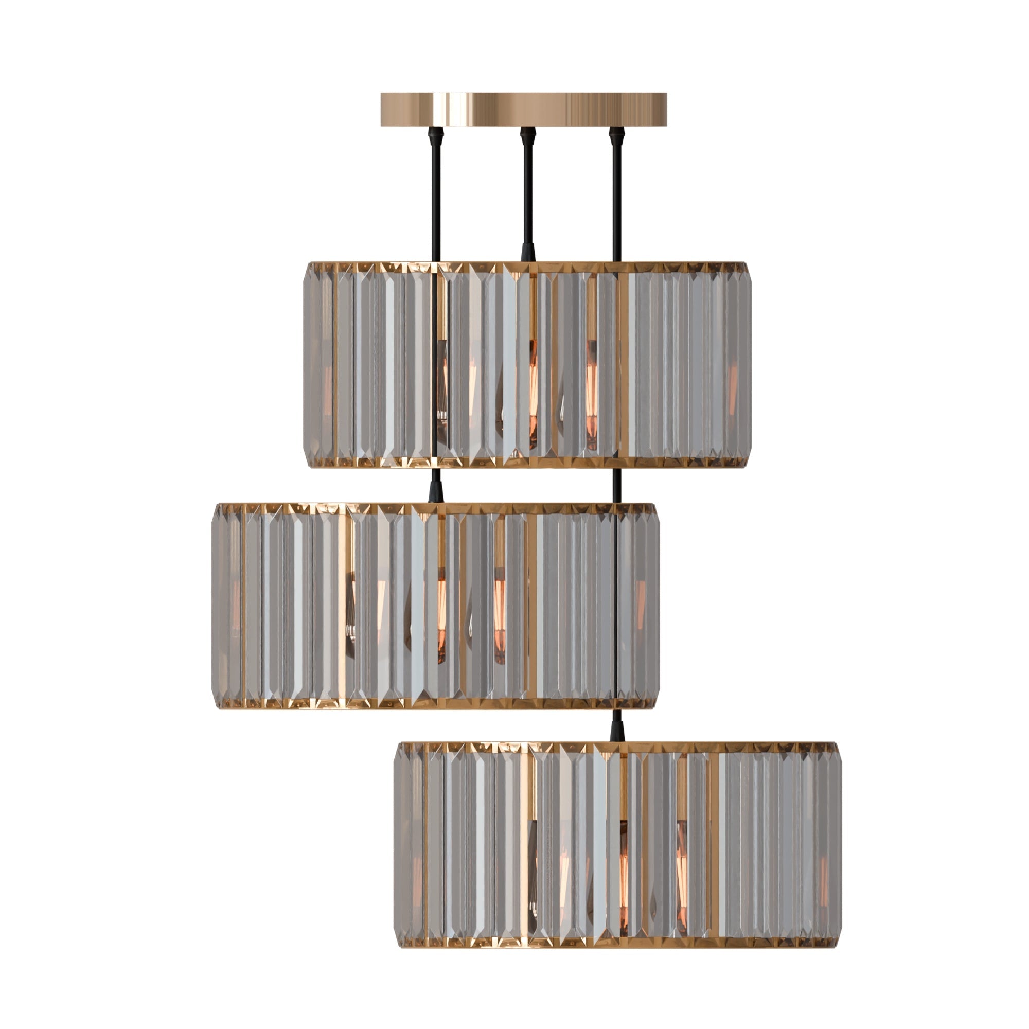 Modern 3 head Light Clear Crystal Shade Pendant Light ~5873