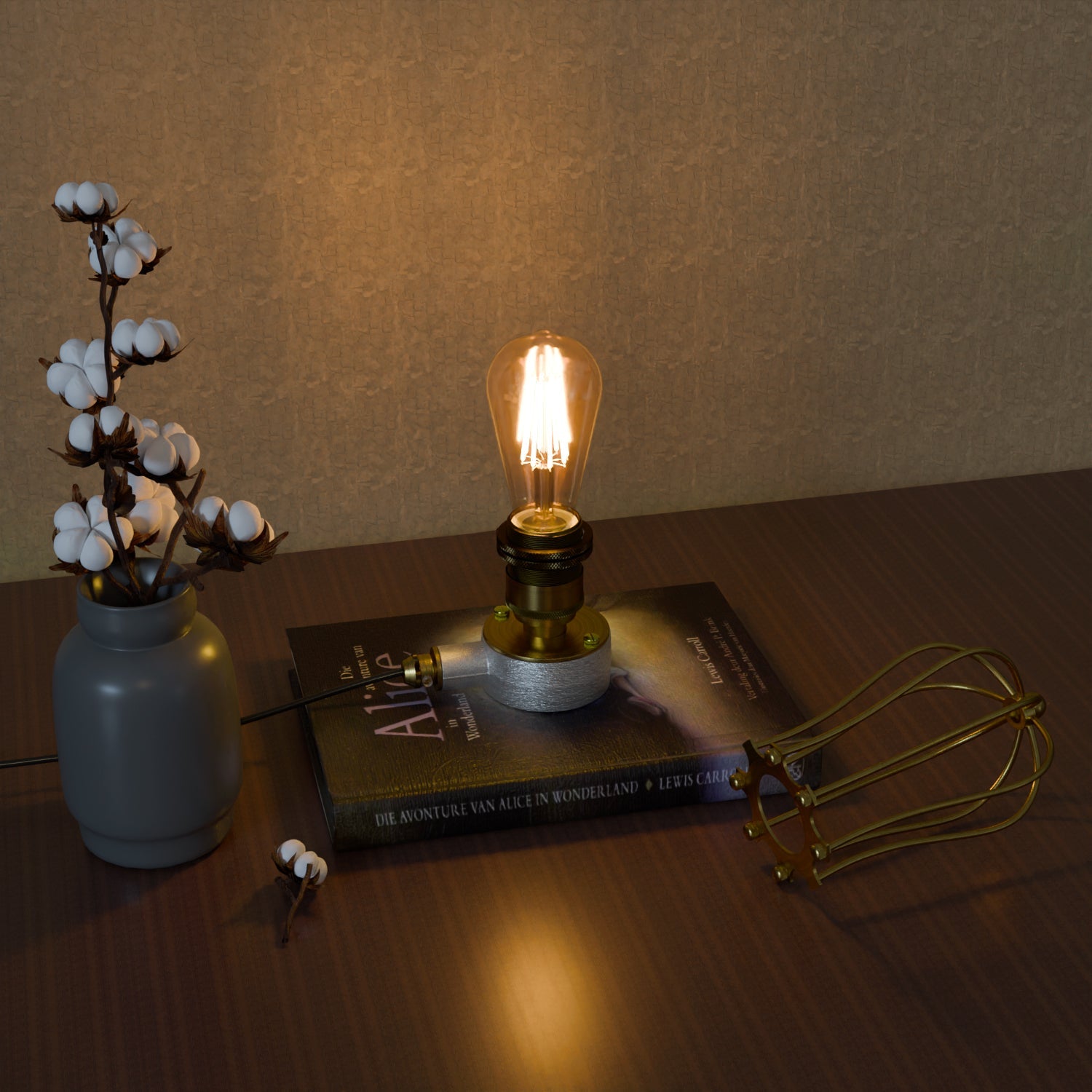 Industrial Steampunk Conduit Pipe Desk Lamp with Dimmer Switch