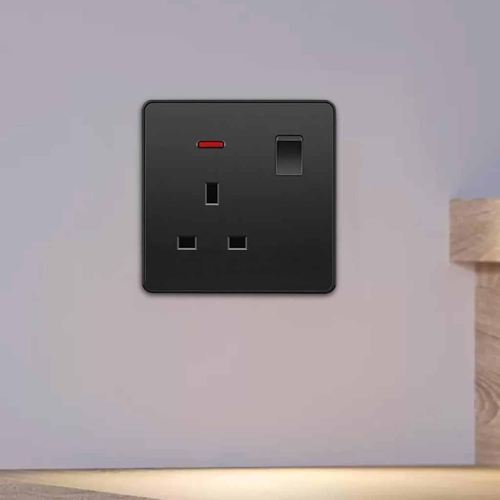 Sleek Flat Plate Single Double Wall Socket 13 Amp UK Power Outlet