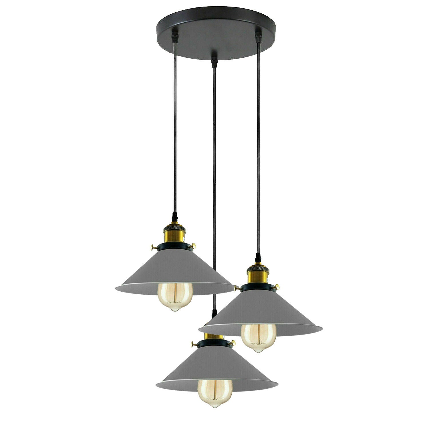 Industrial 3 Head Metal Cone Shade Vintage Ceiling Pendant Light