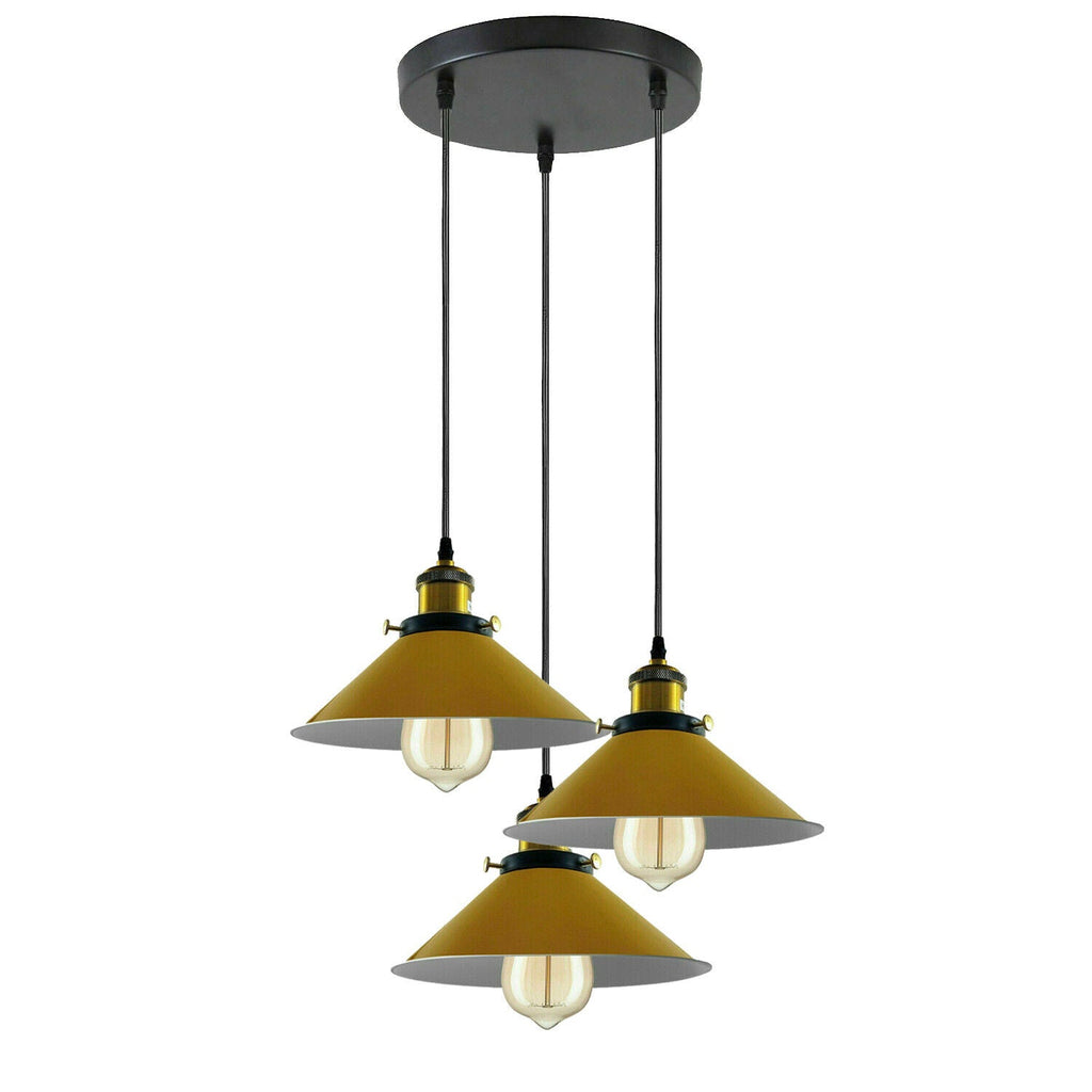 Industrial 3 Head Metal Cone Shade Vintage Ceiling Pendant Light