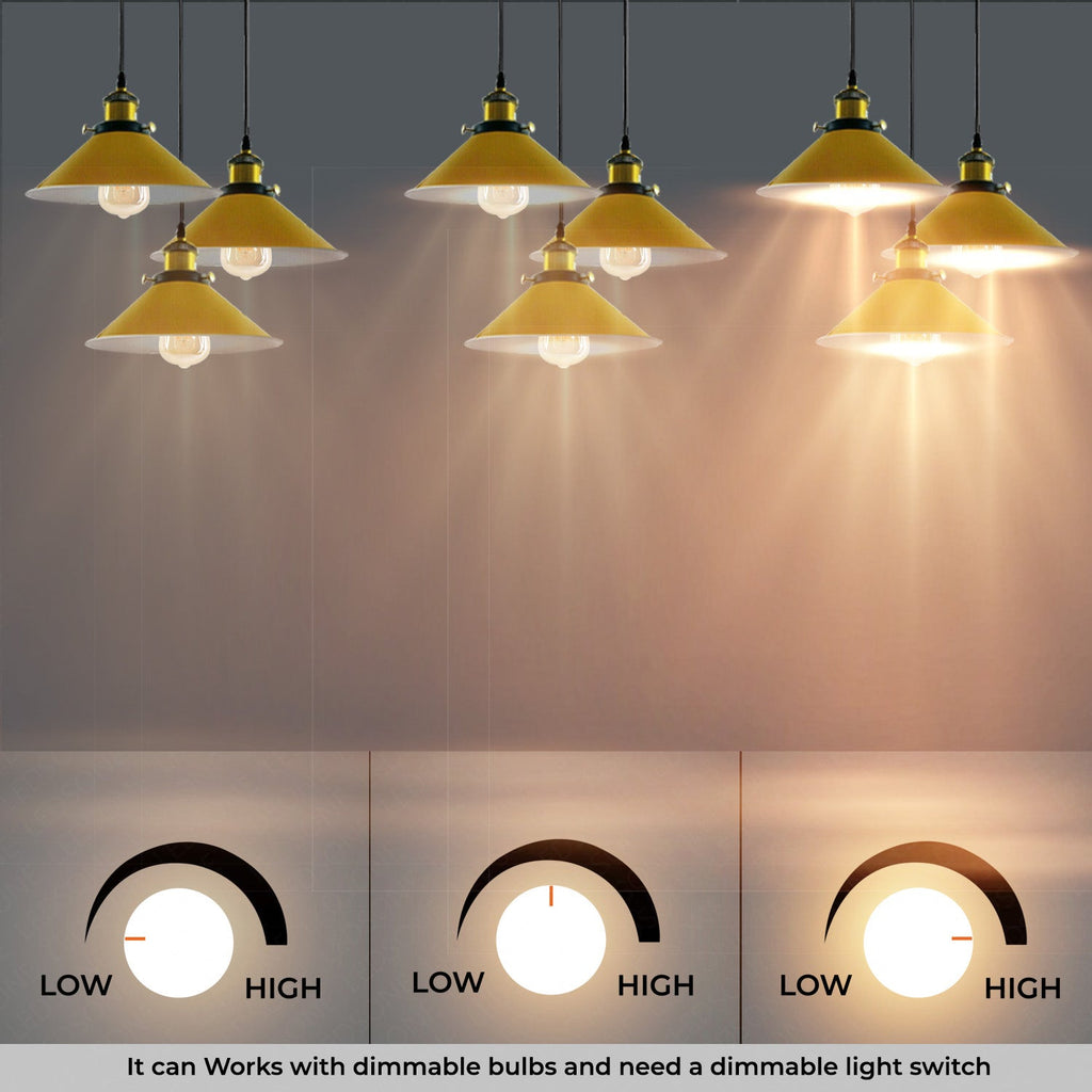 Dimmable Industrial 3-Head Metal Cone Shade Pendant Light with Adjustable Cables
