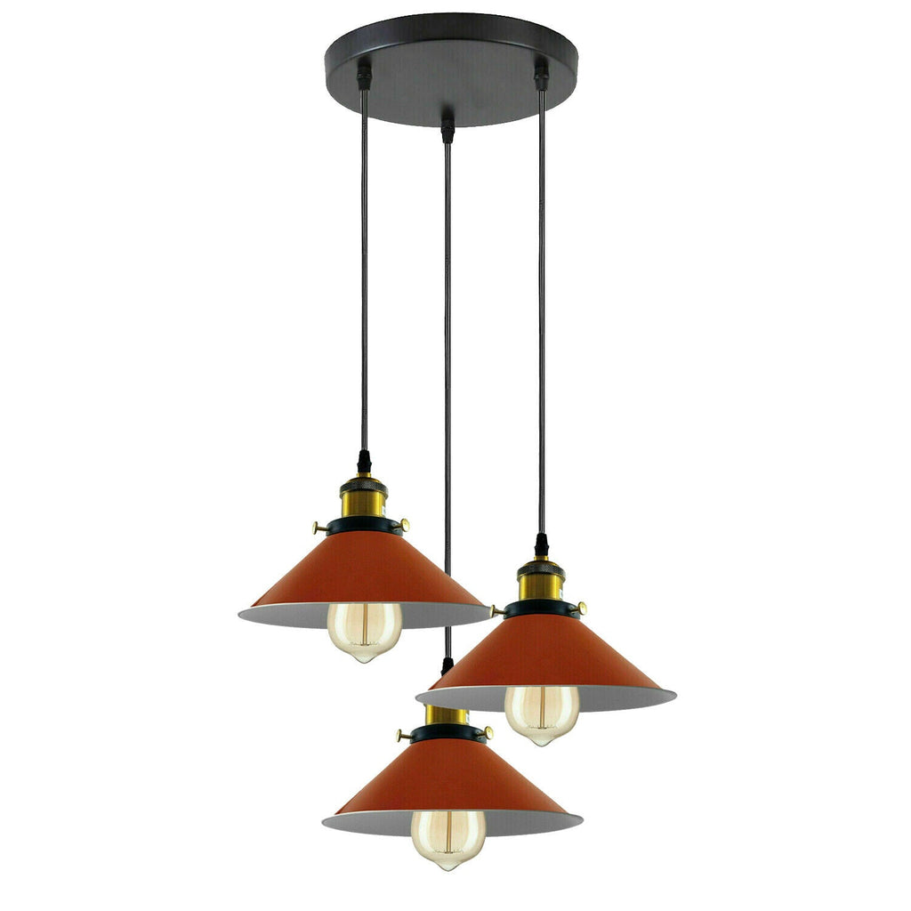 Dimmable Industrial 3-Head Metal Cone Shade Pendant Light with Adjustable Cables