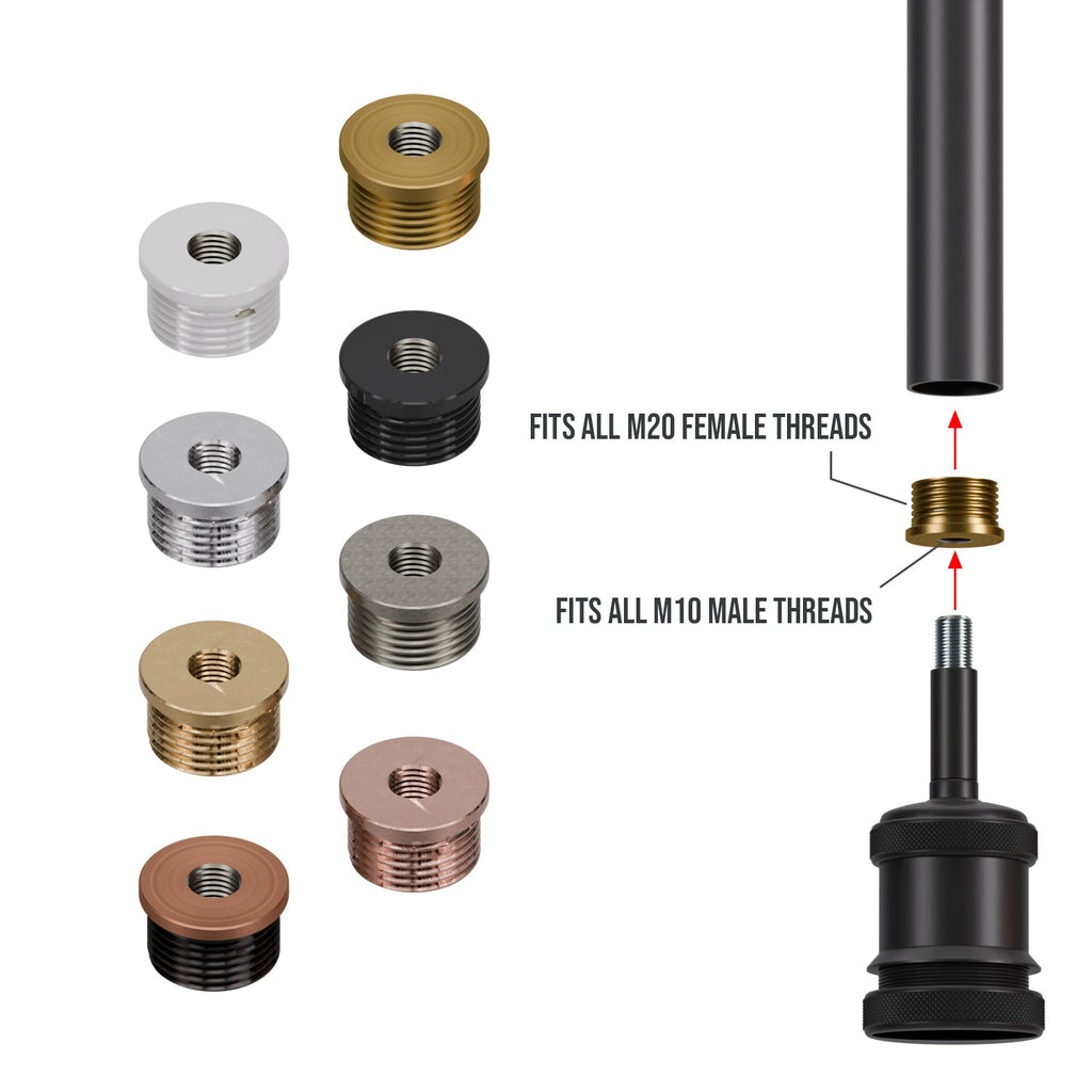 M20 Male to M10 Female Conduit Pipe Thread Bush Reducing Connector Fitting
