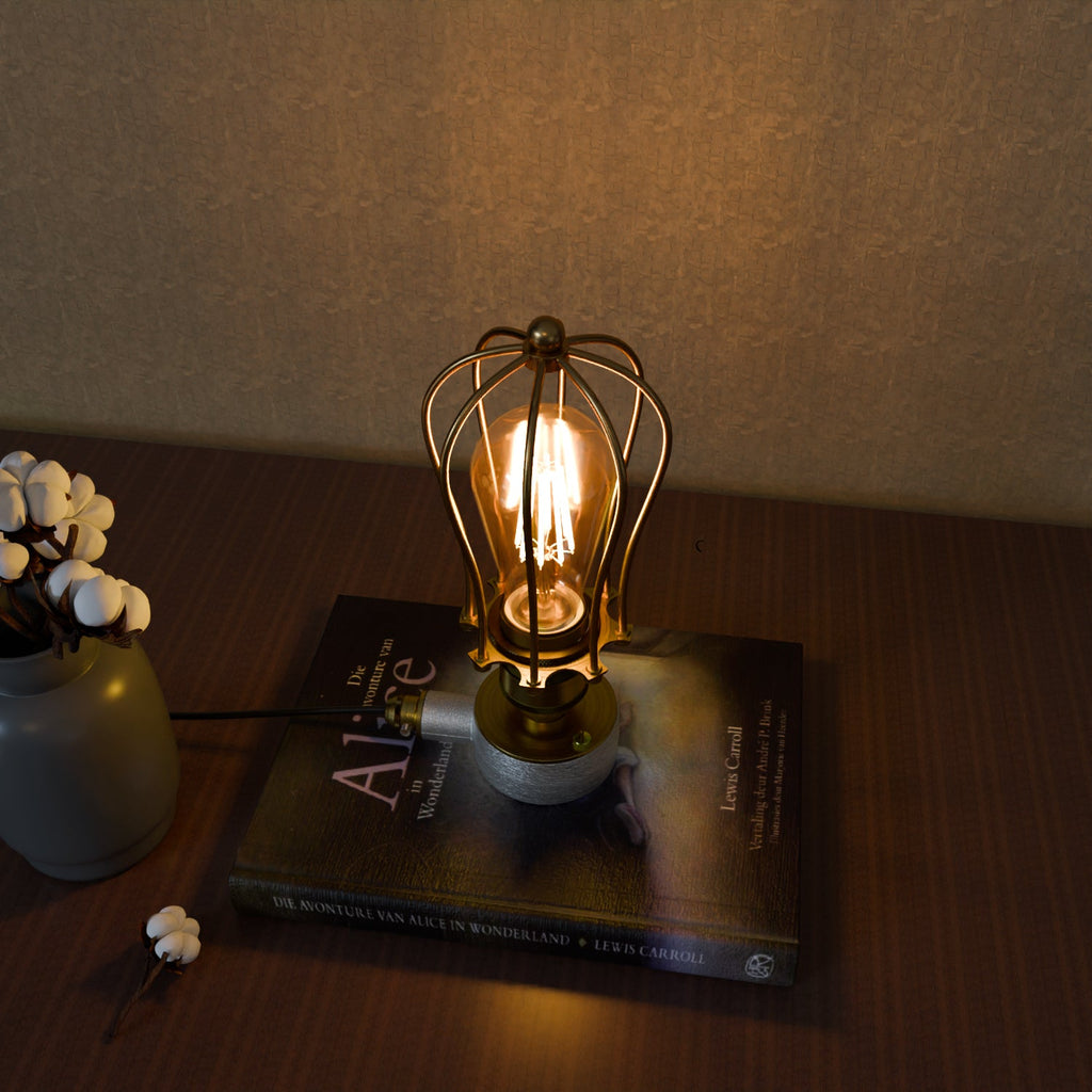 Industrial Steampunk Conduit Pipe Desk Lamp with Dimmer Switch