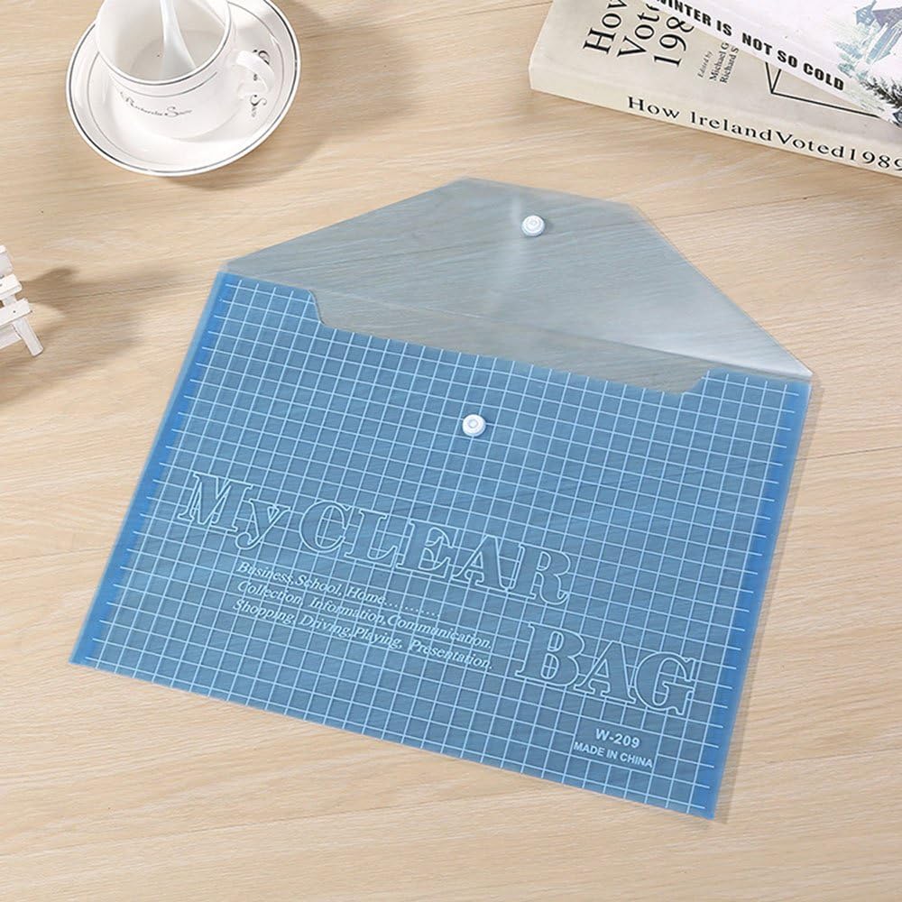 Durable Waterproof A4 Plastic Document Holder File Bag with Snap Button Closure