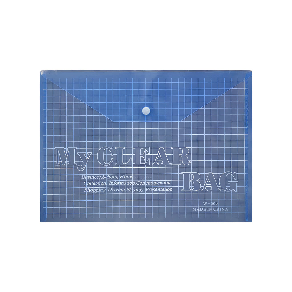 Durable Waterproof A4 Plastic Document Holder File Bag with Snap Button Closure
