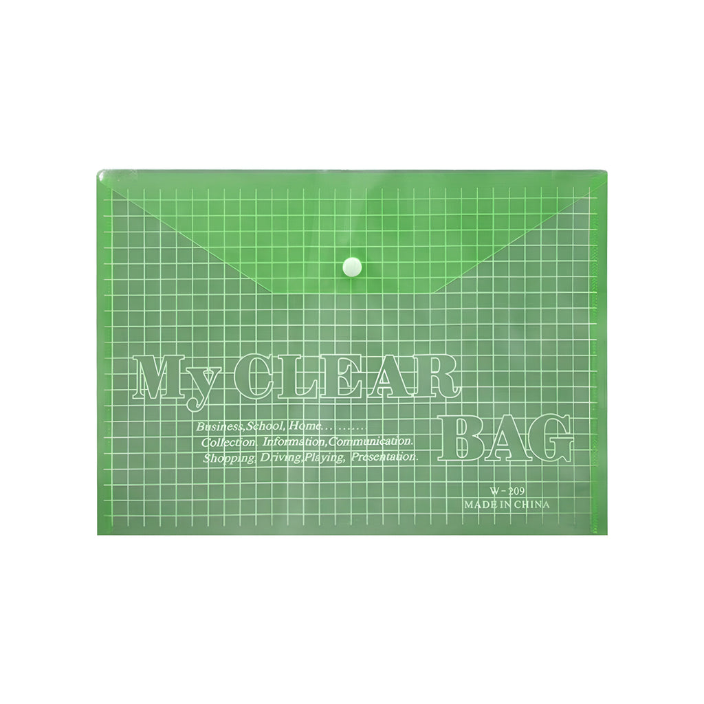 Durable Waterproof A4 Plastic Document Holder File Bag with Snap Button Closure