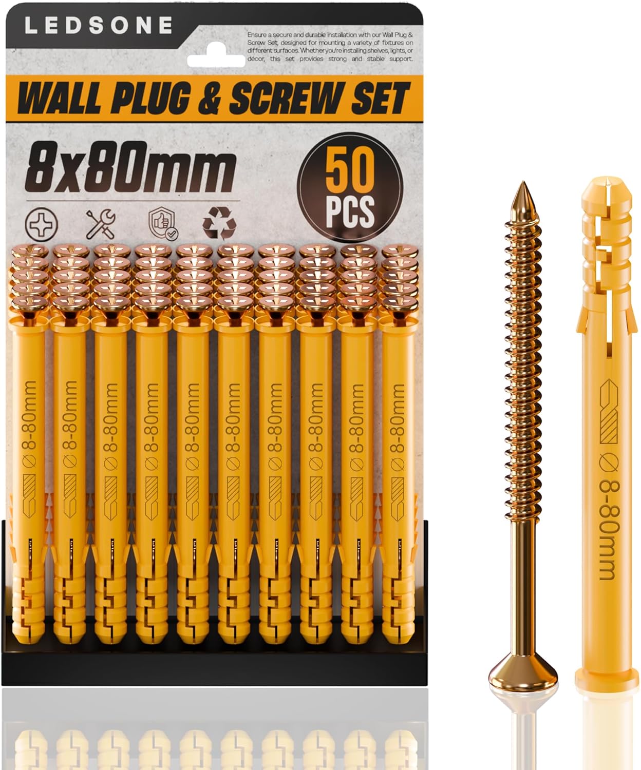 Durable Assorted Wall Plugs & Steel Screws for Drywall and Masonry
